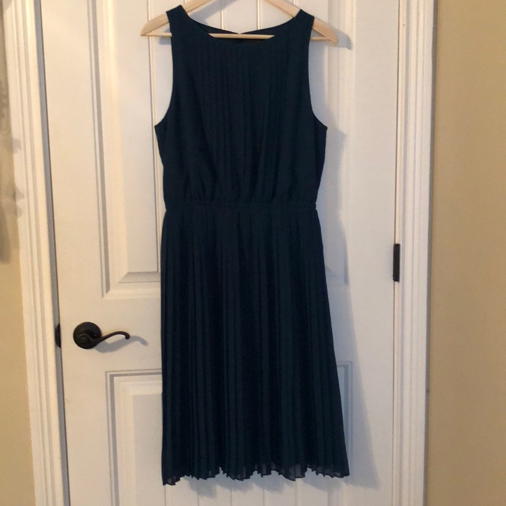 Dark Teal Pleated Midi Dress Banana Republic